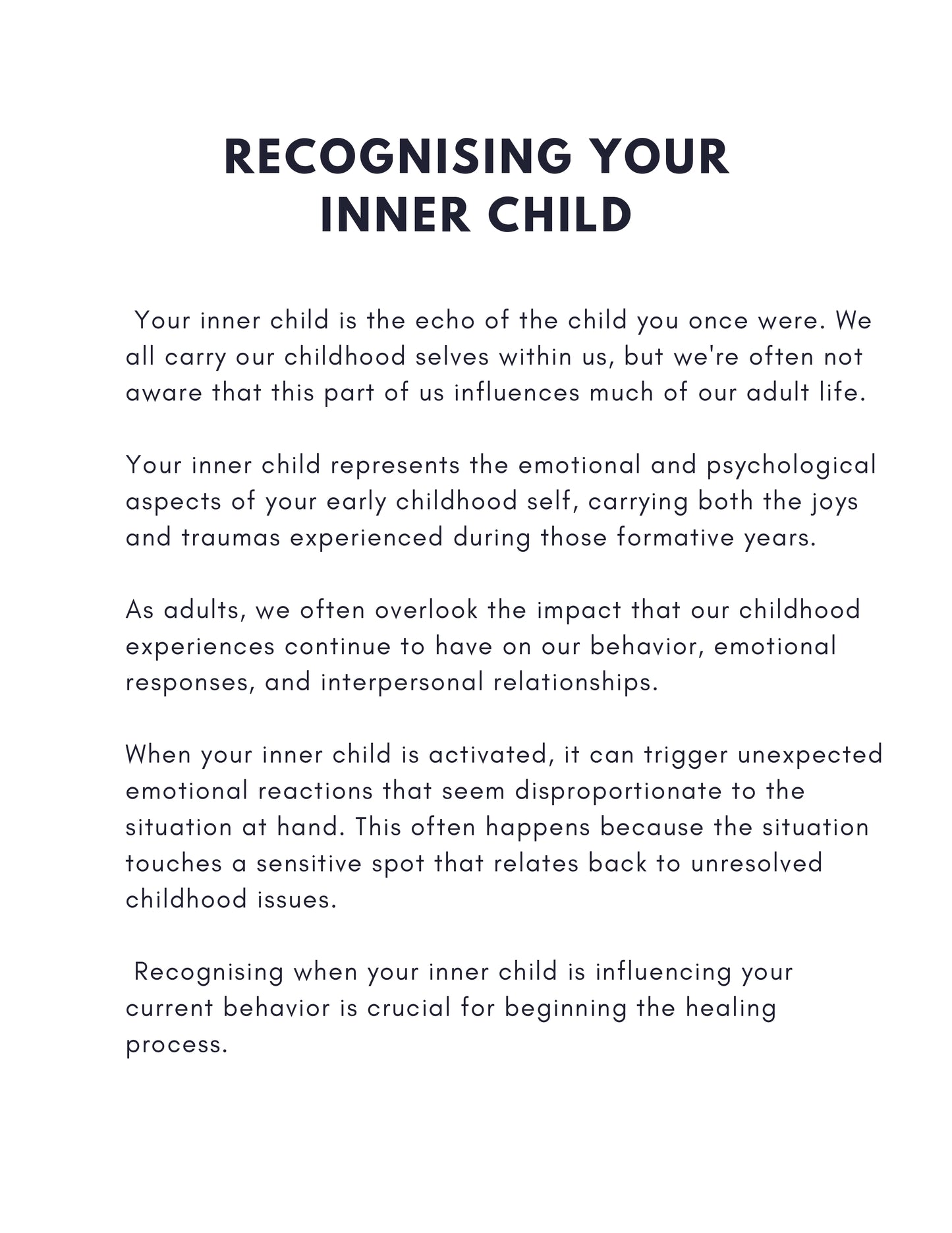 Journal:  Healing Your Inner Child